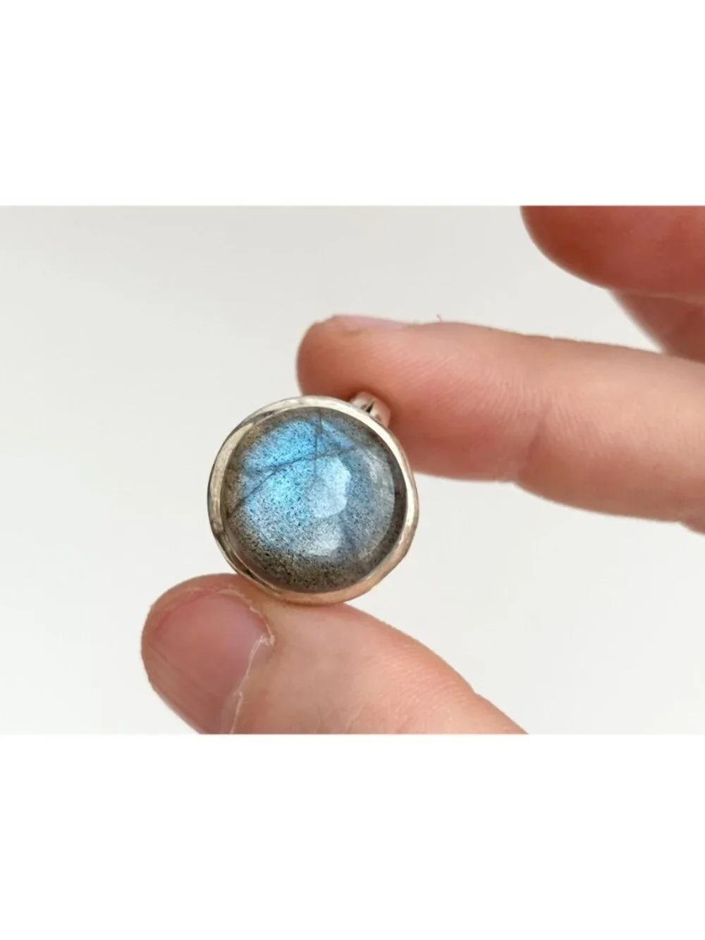Labradorite Gemstone Cabochon Sterling Silver 925 Vintage Ring - sz 6.25